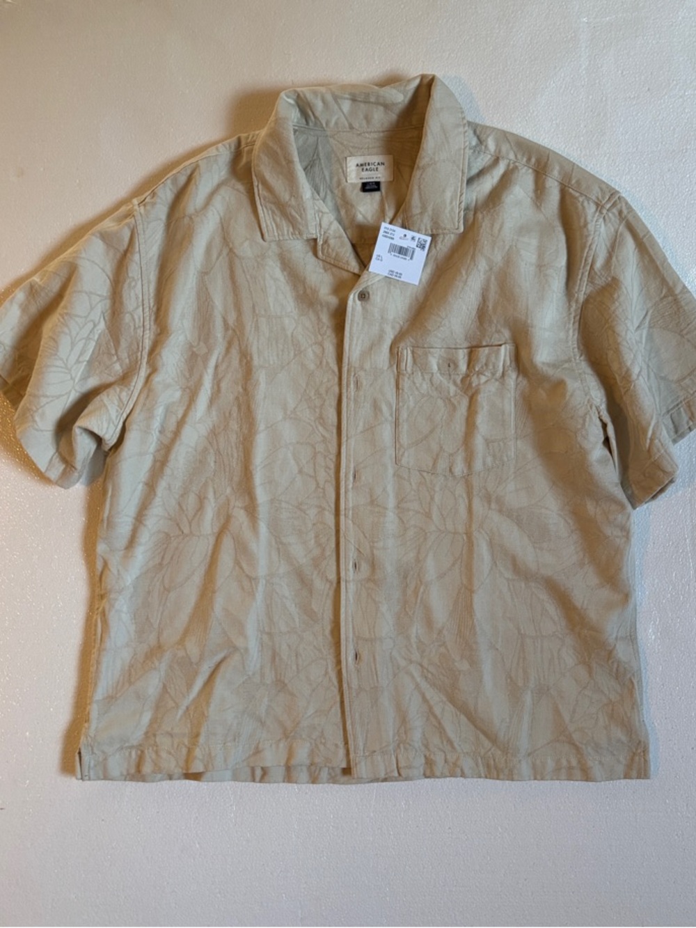 American Eagle Outfitters Beige Short-Sleeve Shirt Jacket